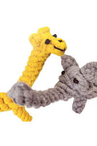 Aduck Pet Puppy Dog Cotton Rope Chew Toys For Teeth Cleaning, Elephant And Giraffe Design