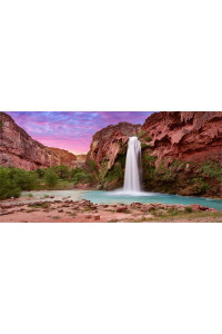 Awert 36X18 Inches Reptile Habitat Background Sunset Mountain Waterfall Terrarium Background Polyester Background