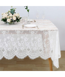 B-Cool Rustic Vintage Lace Tablecloth 60X120 White Floral Table Cloths Baby Shower Chic Embroidered Rectangle Table Decorations
