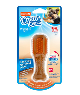 Hartz Chew ? Clean Chew Toy and Treat in One Chicken Flavored Drumstick Dog Toy, Extra Small