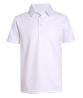 Nautica Boys Big Active Short Sleeve Polo Shirt, Button Closure & Embossed Stripes, Breathable Performance Fabric, White, 8