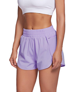 Lalala Womens Quick-Dry Loose Running Shorts Layer Sports Workout Shorts Gym Athletic Shorts With Pocket (S, Purple Grey)