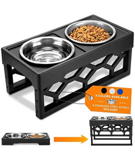 AVERYDAY 4 in 1 Raised Dog Bowl for Large Dogs Bowl Large Sized Dog, 4 Heights Adjustable Dog Bowl Stand, 4 Dog Food Bowls Stainless Steel Dog Bowl, Elevated Dog Bowls for Large Dogs Elevated