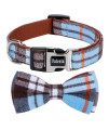 Faleela Soft &Comfy Bowtie Dog Collar,Detachable and Adjustable Bow Tie Collar,for Small Medium Large Pet (L, Blue)