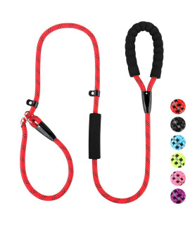 PLUTUS PET Slip Lead Dog Leash, Anti-choking with Traffic Padded Two Handles, Reflective Strong Sturdy Heavy Duty Rope Leash, 6FT Dog Training Leash for Medium Large Dogs, 6 Red
