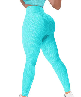 Yamom High Waist Butt Lifting Anti Cellulite Workout Leggings For Women Yoga Pants Tummy Control Leggings Tight A-Blue