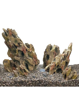 CURRENT USA Ohko Dragon Stone Aquarium Rock Decor, 4 Piece - Unique, Hand-Painted Molded Fish Tank Decorations for Aquascaping, Terrariums, Vivariums - PH Neutral - Perfect for Aquariums Up to 24'' L