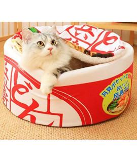 ZY-KL Noodle Dog Bed Cat Bed,Keep Warm and Super Soft Creative Pet Nest,Waterproof Bottom Round Pet Bed for Small Cats and Small Dogs Removable Washable Cushion (Japanese Style Instant Noodles)