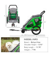 Aosom Dog Bike Trailer 2-in-1 Pet Stroller Cart Bicycle Wagon Cargo Carrier Attachment for Travel with 360 Swivel Wheel Reflectors Parking Brake Straps Cup Holder Green