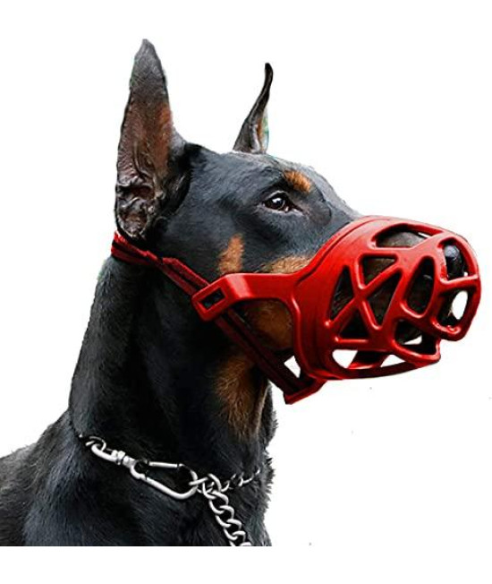 Dog Muzzle, Breathable Basket Muzzles For Small, Medium, Large And X-Large Dogs, Anti-Biting, Barking And Chewing Dog Mouth Cover (Xl, Red)