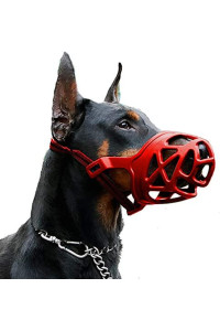 Dog Muzzle, Breathable Basket Muzzles For Small, Medium, Large And X-Large Dogs, Anti-Biting, Barking And Chewing Dog Mouth Cover (L, Red)