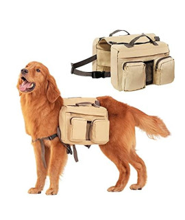 JLYLOL Dog Pack Hound Travel Camping Hiking Backpack Saddle Bag for Medium & Large Dog (Brown, Large)
