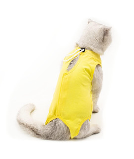 TORJOY Kitten Onesies,Cat Recovery Suit for Abdominal Wounds or Skin Diseases,After Surgery Wear Anti Licking Wounds,Breathable E-Collar Alternative for Cat Yellow S