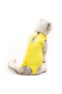 TORJOY Kitten Onesies,Cat Recovery Suit for Abdominal Wounds or Skin Diseases,After Surgery Wear Anti Licking Wounds,Breathable E-Collar Alternative for Cat Yellow L