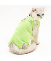 TORJOY Kitten Onesies,Cat Recovery Suit for Abdominal Wounds or Skin Diseases,After Surgery Wear Anti Licking Wounds,Breathable E-Collar Alternative for Cat Green S