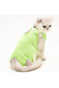 TORJOY Kitten Onesies,Cat Recovery Suit for Abdominal Wounds or Skin Diseases,After Surgery Wear Anti Licking Wounds,Breathable E-Collar Alternative for Cat Green S