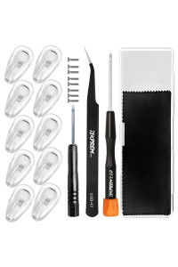 Eyeglasses Nose Pads, TEKPREM glasses Nose Pads Replacement Repair Tools Kit with 5 Pairs of Air chamber Silicone Nose Pads,Screws,Screwdrivers,Tweezer and cleaning cloth for glasses and Sunglasses