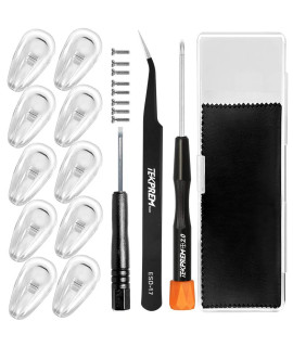 Eyeglasses Nose Pads, TEKPREM glasses Nose Pads Replacement Repair Tools Kit with 5 Pairs of Air chamber Silicone Nose Pads,Screws,Screwdrivers,Tweezer and cleaning cloth for glasses and Sunglasses