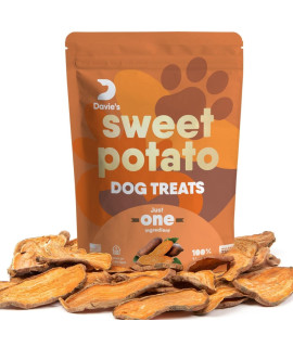 Davie's Sweet Potato Dog Treats, Made in The USA, High in Fiber, Grain Free, Vegan, No Preservatives, Vegetarian Alternative to Rawhide Chews, Rich in Vitamins, Large 0.5 lb. Bag