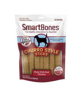 SmartBones churro-Style Sticks 14 count, Made with Real chicken, Rawhide-Free chews for Dogs