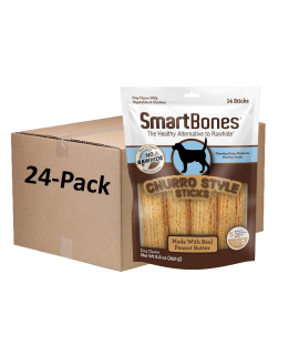 Smartbones Churro-Style Sticks 14 Count, Made With Real Peanut Butter, Rawhide-Free Chews For Dogs (1 Case Of 24 Packs Of 14 Count)