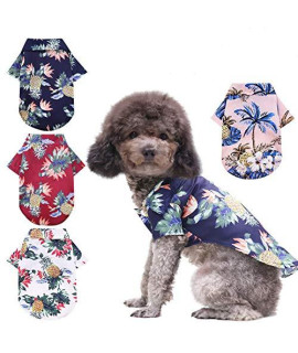 wSelio 4-Pack Hawaiian Dog Shirt, Summer Cool Breathable Sweatshirts Dog and Cat Clothes, Small Medium Large-Sized Suitable for Boys and Girls (X-Large)