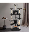80in Cat Tower Pet Stand House Playground High-Class Sisal Rope Cat Tree (Black)