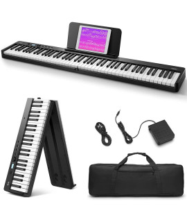 Eastar Ep-10 Beginner Foldable Digital Piano 88 Key Full Size Semi Weighted Keyboard, Bluetooth Portable Electric Piano With Piano Bag