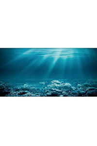 Awert 72X16 Inches Undersea Theme Aquarium Background Sunshine Underwater World Fish Tank Background Durable Polyester Background
