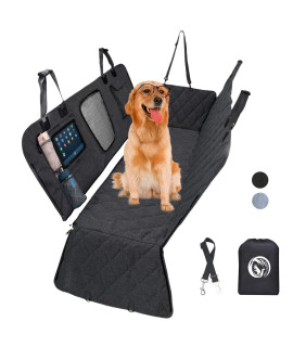 Car Hammock for Dogs - Car Seat Covers for Dogs Heavy Duty - Dog Car Seat Cover for Back Seat with mesh Window Multiple Pockets, Large Dog Hammock for car Backseat ,SUV/Truck, Washable 600D Oxford