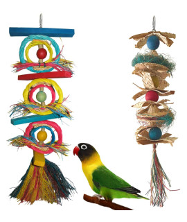 Fetch-It Pets 2 Pack Bird/Parrot Chewriffic & Hat Hat Hooray Foraging Toys Suitable for Small Parakeets, Cockatiel, Conures, Finches, Budgie, Macaws, Parrots, Love Birds