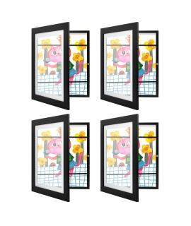 golden State Art, 10x125 Kids Art Frames, Front-Opening, great for Kids Drawings, Artworks, children Art Projects, Schoolwork, Home or Office (Black, Set of 4)