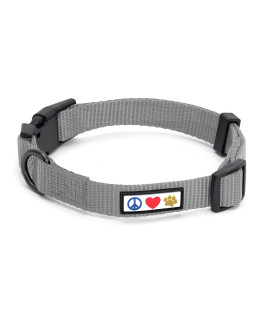 Pawtitas Dog collar for Medium Dogs Training Puppy collar with Solid - Medium Dog collar M -grey