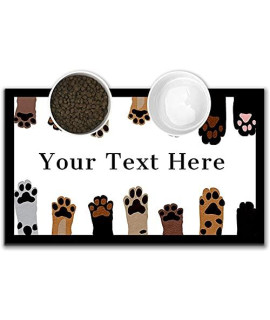 SOLOPA Custom Dog & Cat Food Mat for and Water - Personalized Pet Bowl Placemat Customize Name Fabric Placemat- Absorbent Fabric, Waterproof Backing Machine WashableDurable 19.8x23.6 Inch