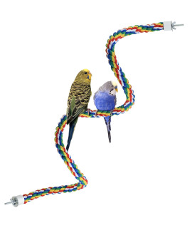 Bird Rope Perch for Parrots, Cockatiels, Parakeets, Budgie Cages Comfy Birds Colorful Rope Perches Toy (41inch Metal nut)
