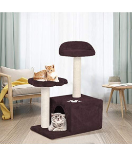 30in Cat Tree, Cat Tower and Scratching Post, Cat Condo w/Soft Plush Perch and Cozy House for Pets, Kittens