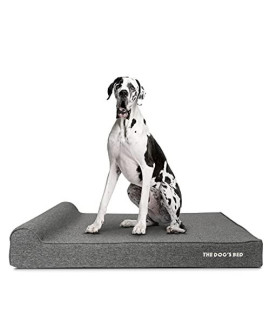 The Dogas Bed Orthopedic Headrest Dog Bed Xxl Grey Linen 54X36, Memory Foam, Pain Relief For Arthritis, Hip & Elbow Dysplasia, Post Surgery, Lameness, Supportive, Calming, Waterproof Washable Cover