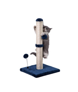 MEcOOL cat Scratching Post Premium Basics Kitten Scratcher Sisal Scratch Posts with Hanging Ball 22 in for Kittens or Smaller cats (22 inches for Kitten, Navy)