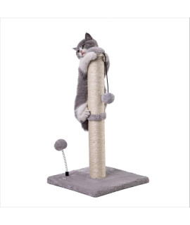 MECOOL Cat Scratching Post Premium Basics Kitten Scratcher Sisal Scratch Posts with Hanging Ball 22 for Kittens or Smaller Cats (22 inches for Kitten, Gray)