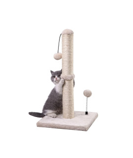 MECOOL Cat Scratching Post Premium Basics Kitten Scratcher Sisal Scratch Posts with Hanging Ball 22in for Kittens or Smaller Cats (22 inches for Kitten, Beige)
