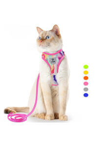 Supet Cat Harness And Leash Set Stylish Escape Proof Cat Vest Harness Adjustable Breathable Pet Harness With Reflective Trim Step-In Cat Leash And Harness For Cats Puppies