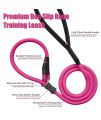 Strong Slip Rope Dog Training Leash (4ft) - Heavy Duty Durable Braided Nylon Lead with Rubber Stopper & Padded Handle - No Pull Walking Climbing for Medium Large Dogs (Hot Pink, 1/2 x 4ft)