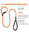 Strong Slip Rope Dog Training Leash (4ft) - Heavy Duty Durable Braided Nylon Lead with Rubber Stopper & Padded Handle - No Pull Walking Climbing for Medium Large Dogs (Orange, 1/2 x 4ft)