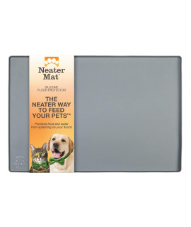 Neater Pet Brands Neater Mat - Waterproof Silicone Pet Bowls Mat - Protect Floors from Food & Water (24 x 16, Gunmetal)