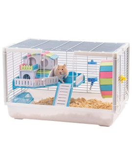 Robud Large Hamster Cage Gerbil Haven Habitat Small Animal Cage With Accessories (Transparent)