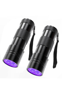 COSOOS 2 Pack UV Flashlight, 12 LED Handheld Blacklight Flashlight 395nm Mini Light Torch Detector for Dog Pet Urine Stains, Bed Bugs and Scorpions. (Batteries not Included)