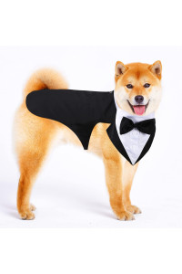 Dog Tuxedo And Bandana Set Dogs Formal Tuxedo Pet Wedding Party Suit Wedding Bow Tie Shirt For Wedding Christmas Birthday Costumes (Cute Style,M)