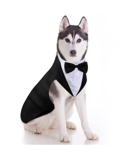 Dog Tuxedo And Bandana Set Dogs Formal Tuxedo Pet Wedding Party Suit Wedding Bow Tie Shirt For Wedding Christmas Birthday Costumes (Cute Style,L)