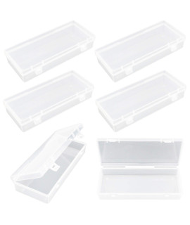 Thintinick 6 Pack Rectangular Clear Plastic Storage Containers Box With Hinged Lid For Beads And Other Small Craft Items (61 X 256 X 118 Inch)