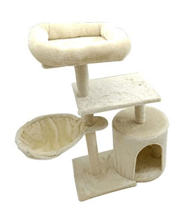 Babyezz Cat Tree ?Cat Tower sisal After catching Kitten Play House Activity Center?Hanging Hammock, Comfortable cat nest(Beige, Hammock Style)